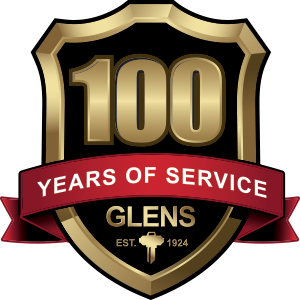 Glens 100 years of service badge logo